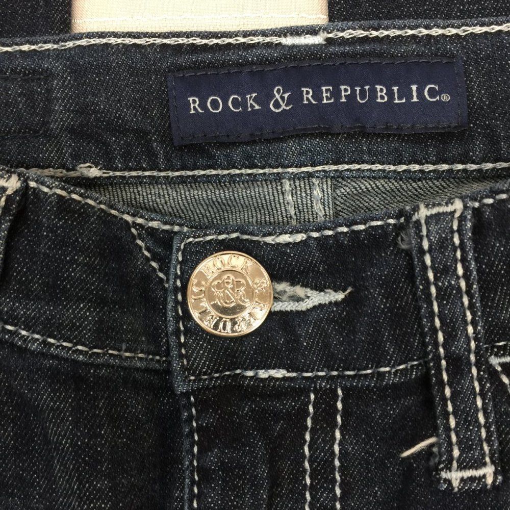 Rock & Republic Kendall Dark Wash Stretch Slim Fit Bootcut Jeans 6 - Picture 2 of 7